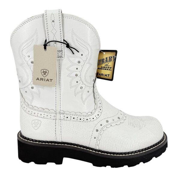 Ariat Fatbaby Women's Gembaby White Snake Emboss Wester Boots Size 8.5B NWOB - Picture 1 of 13